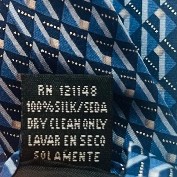 Arrow 100% Silk Geometric Print Blue Men's Necktie - Picture 5 of 5